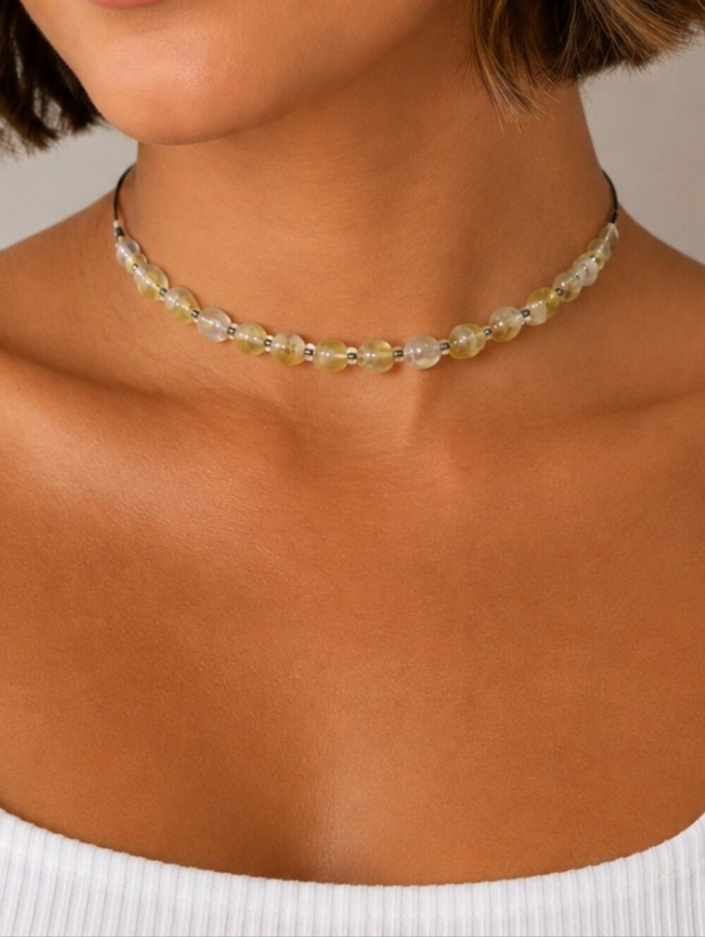 Elegant Design Gold and Cream Open Choker Necklace